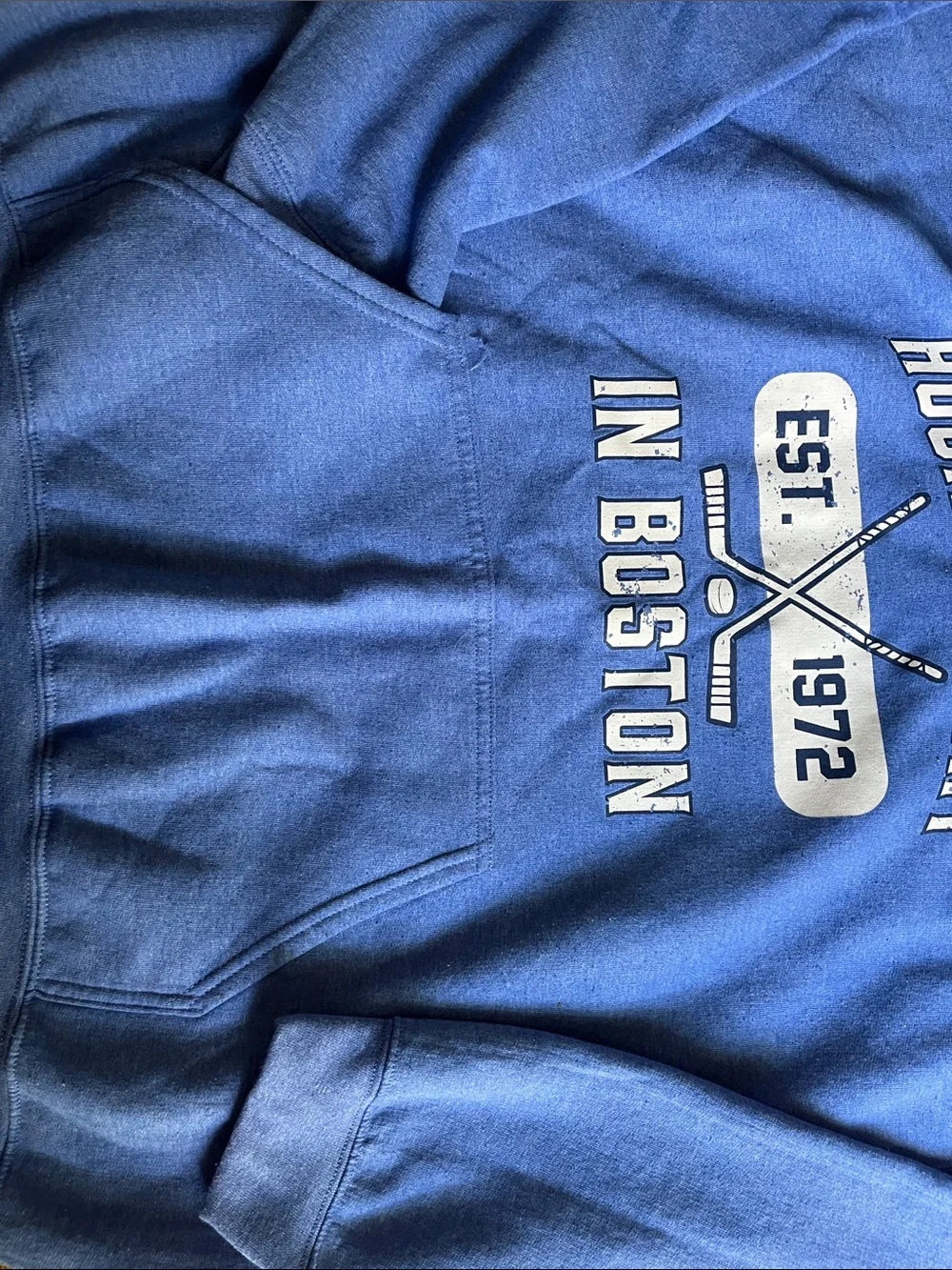 Gildan Blue 'Hockey Night in Boston' Crewneck Hoodie